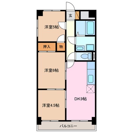 赤堀駅 徒歩7分 3階の物件間取画像